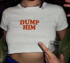 Dump Him White Crop Top - Free From Label