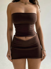 Tube Top And Bodycon Mini Skirt Set Free From Label