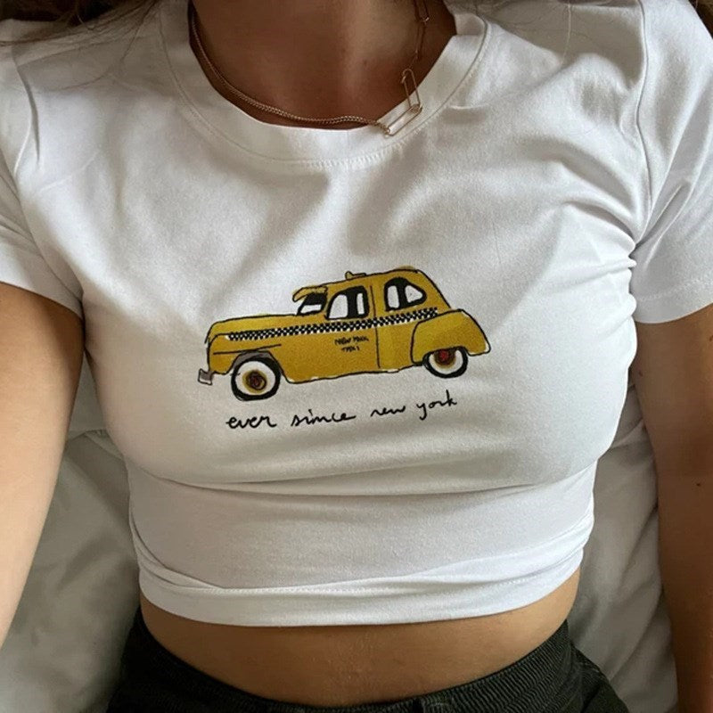 Graphic Cab Text White Tee - Free From Label