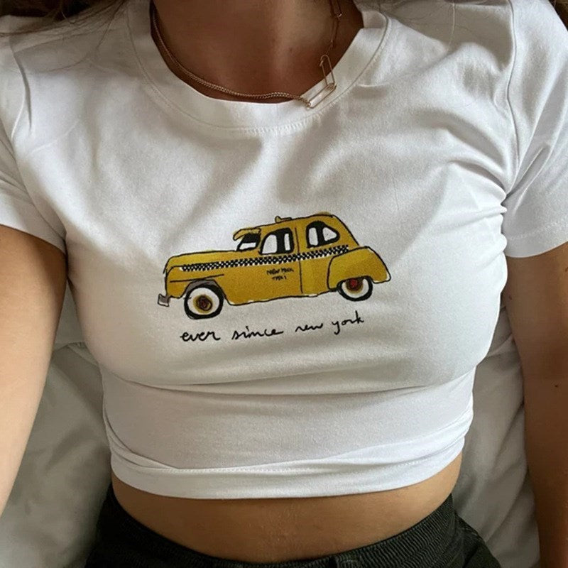 Graphic Cab Text White Tee