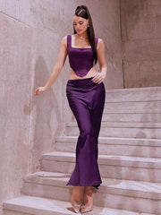 Satin Long Midi Skirt Free From Label