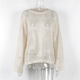 Distressed Cross Fishnet Design Hollow Out Sweater