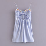 Satin Lace Patchwork Cupped Slip Mini Dress