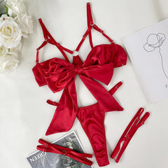 Large Satin Knot Bow Lingerie Set Free From Label