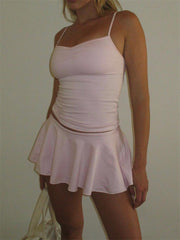 Pink Cami Top And Mini Skirt Set Free From Label