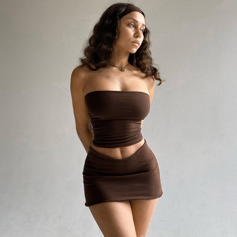 Tube Top And Bodycon Mini Skirt Set – Free From Label