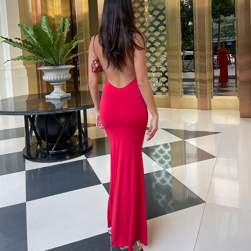 Strappy Backless Bodycon Maxi Dress – Free From Label