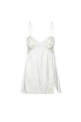 White Floral Satin Mesh Tie Up Slip Mini Dress Free From Label