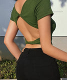Green Backless Twisted Top