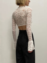 Long Sleeve Lace Mesh Crop Top Free From Label