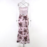 Floral Print Strappy Back Tie-Up Midi Dress