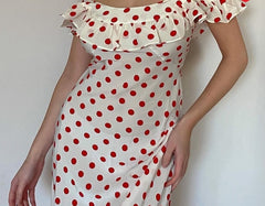 Red Polka Dot Off Shoulder Maxi Dress Free From Label