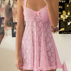 Pink Lace Mesh Mini Dress Free From Label