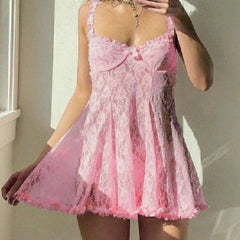 Pink Lace Mesh Mini Dress Free From Label