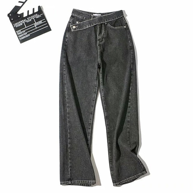 Straight Leg Denim With Double Button