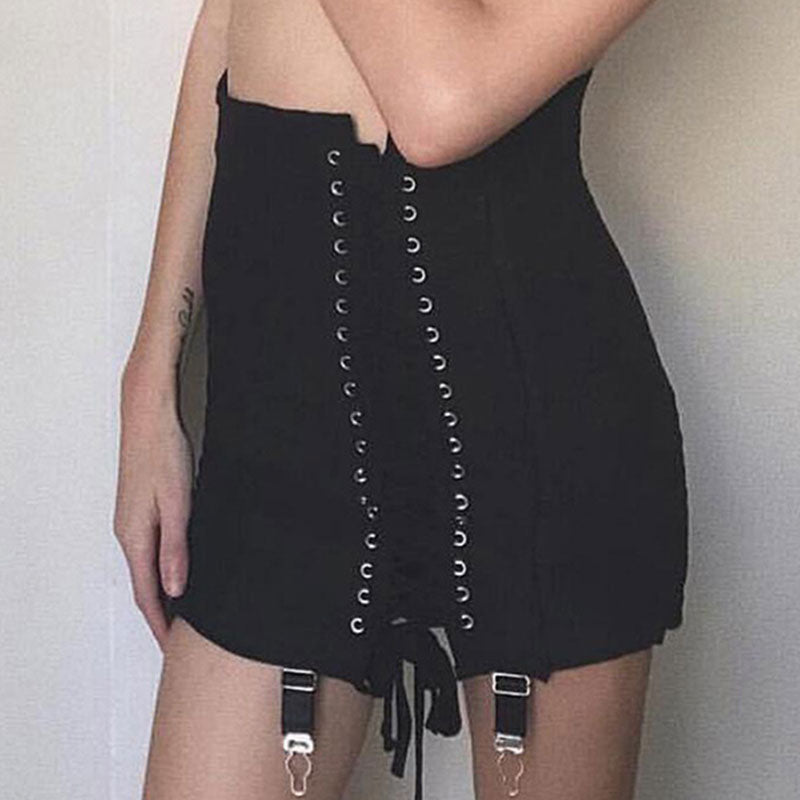 Lace Tie Up Bodycon Skirt