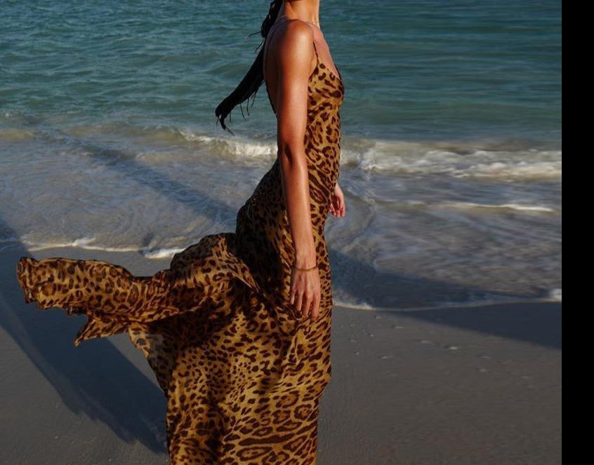 ⌘ Porte-Bonheur ⌘ページ Mesh See Through Leopard Print Maxi Dress – Free From Label