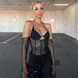 Black Mesh Top With Glove
