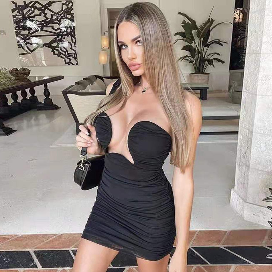 Strapless Black Bodycon Dress Free From Label