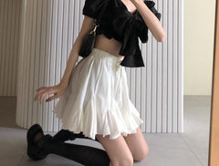 White Pleated Frill Mini Skirt Free From Label