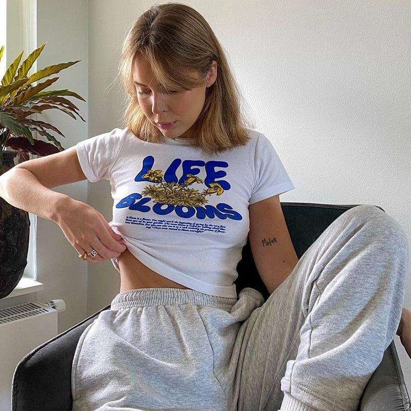 Life Blooms White Tee Free From Label