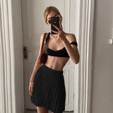 Knit Crop Top And Pleated Skirt Set